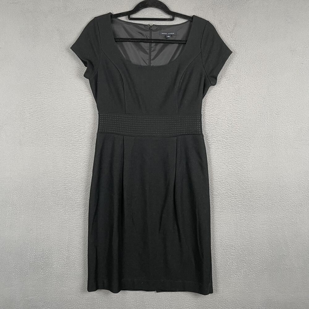 Banana Republic Dress Womens 4 Black Wool Short Sleeve Sheath Lined Career